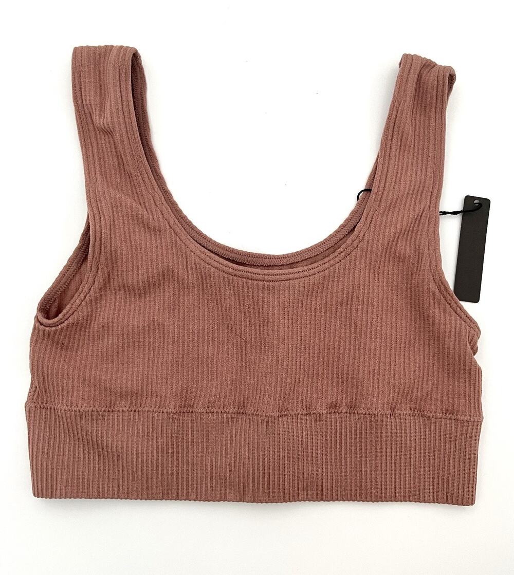 Skims Ribbed Bralette Cropped Tank Size XXS / XS in Brown Mauve NWT Brand New